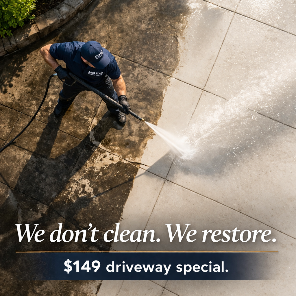 We don't clean. We restore. Pressure washing ad