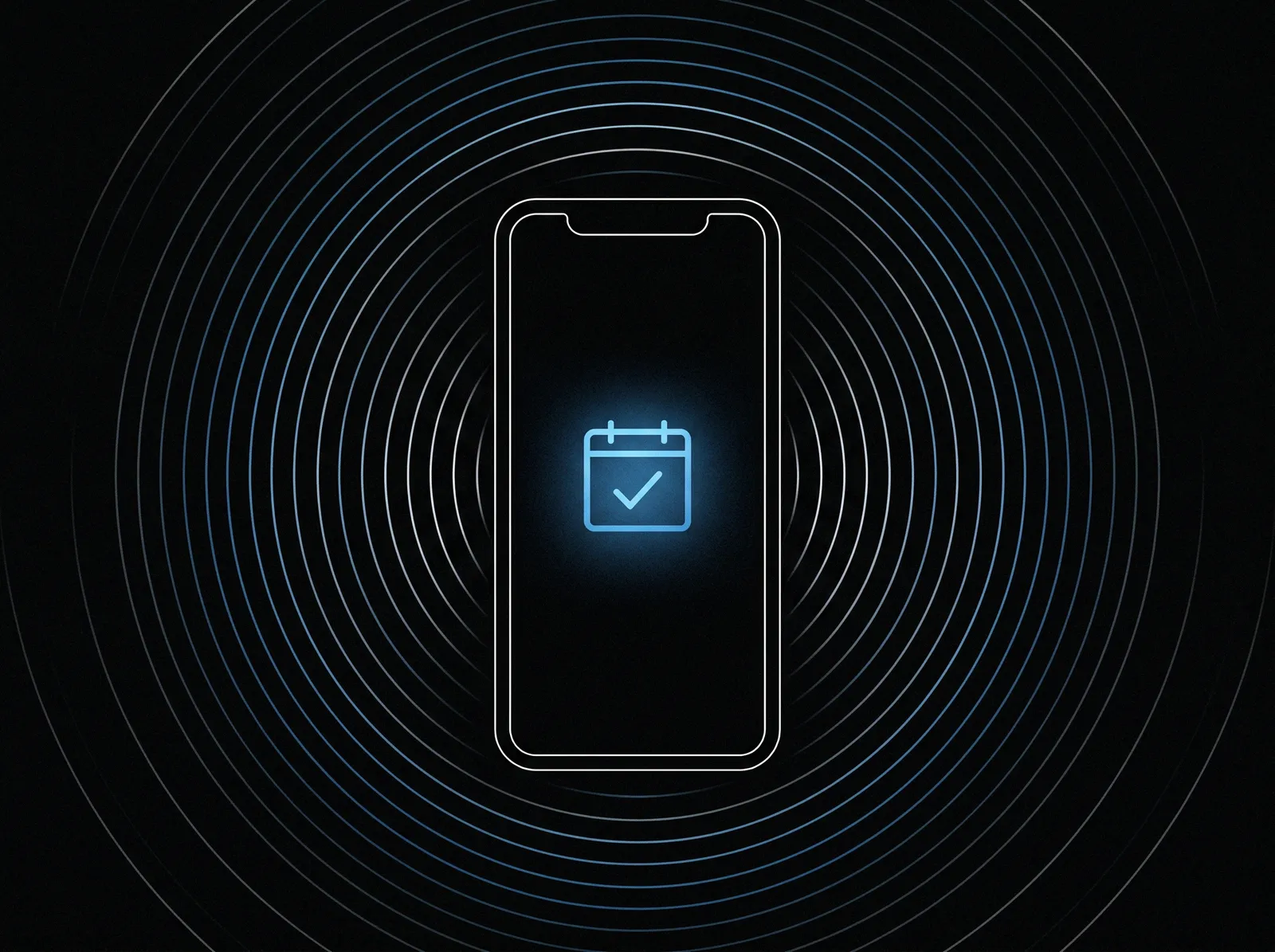 Phone silhouette with calendar and confirmation checkmark
