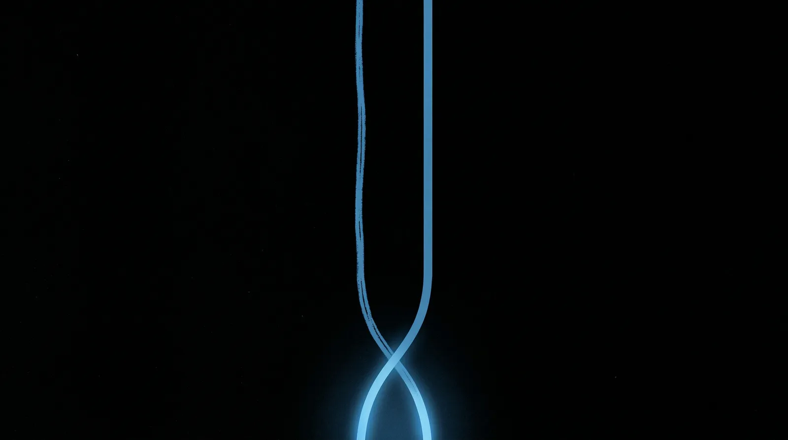 Two parallel lines converging, one hand-drawn and one geometric