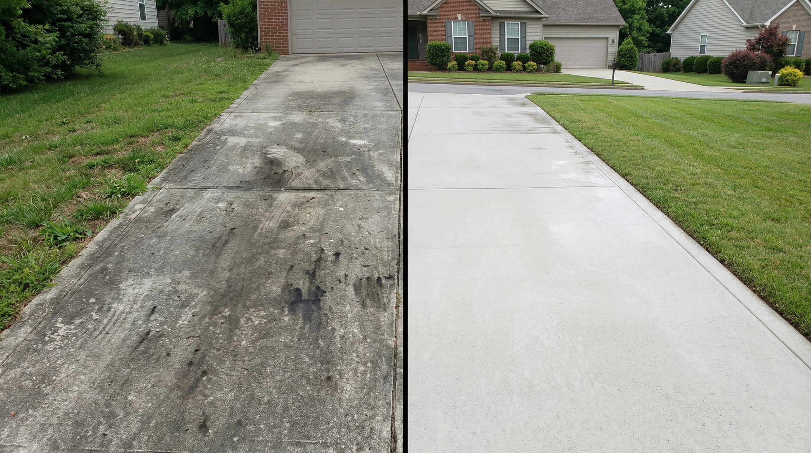 Before and after — split driveway comparison